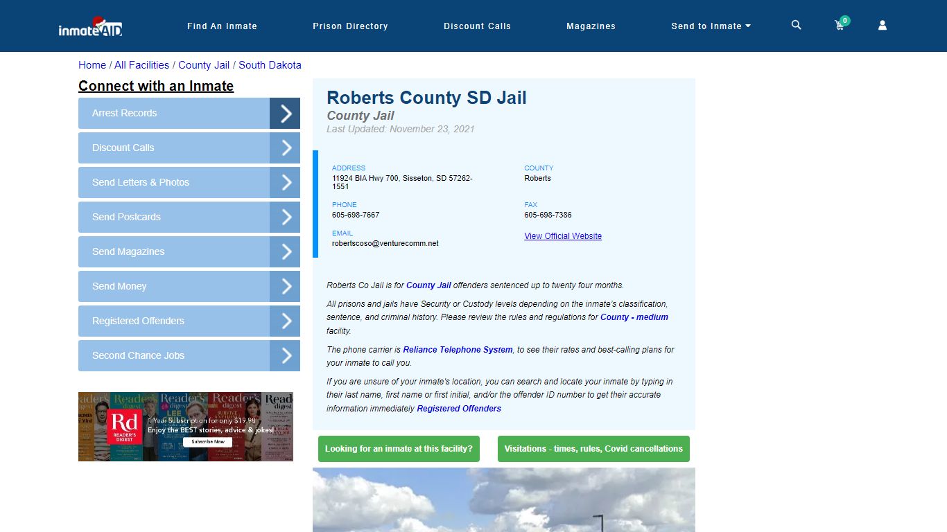 Roberts County SD Jail - Inmate Locator - Sisseton, SD
